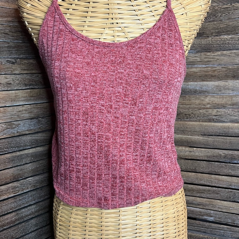 Women's Red Ribbed Tank Top